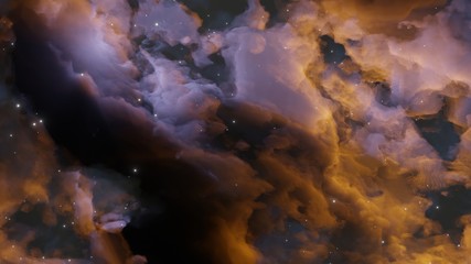 Abstract background with clouds and stars. Blue and yellow. Template for illustrations of space and clouds.