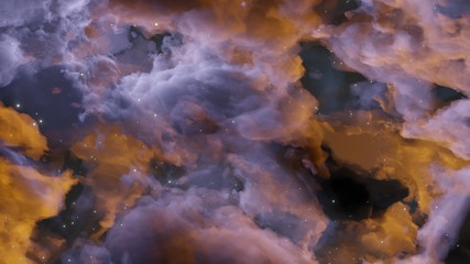 Abstract background with clouds and stars. Blue and yellow. Template for illustrations of space and clouds.