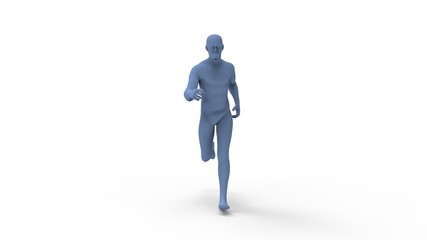 3D rendering of a computer model human running isolated