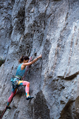 Woman engaged in extreme sport.