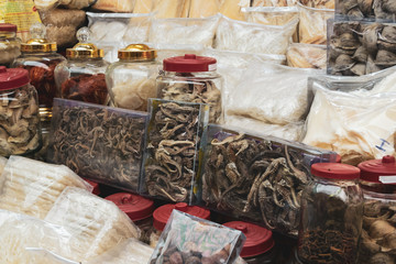 fruit street markets in vietnam, south east asia. Street fruit and nut sale in the markets of the tourist cities of Vietnam, South Asia
