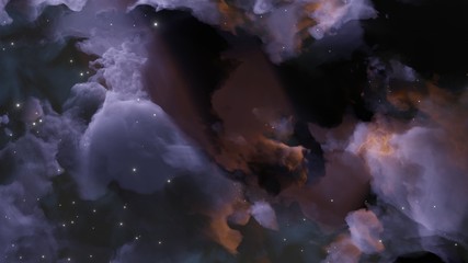 Abstract background with clouds and stars. Blue and yellow. Template for illustrations of space and clouds.