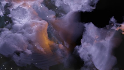 Abstract background with clouds and stars. Blue and yellow. Template for illustrations of space and clouds.