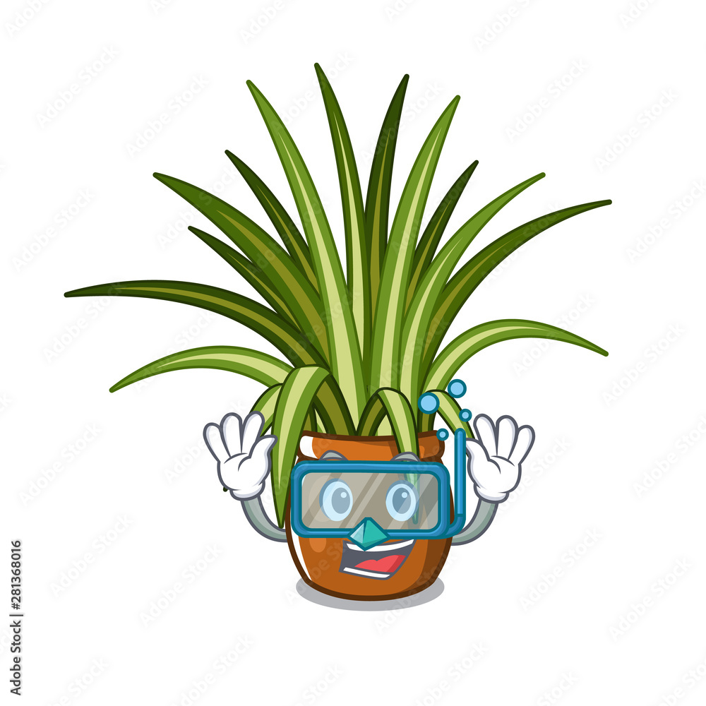 Wall mural Diving spider plant isolated with in mascot