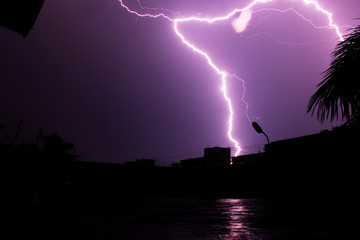 Lightning hitting building top at Pune, India