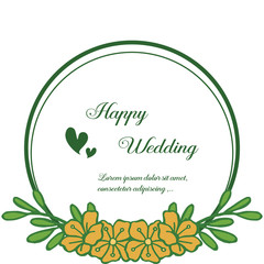 Template of happy wedding cards, beautiful flower frame pattern art. Vector