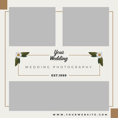 Modern square wedding photography web banner for social media mobile apps