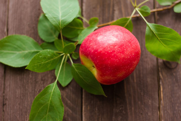 pear wooden background leaves greens fruit food apple