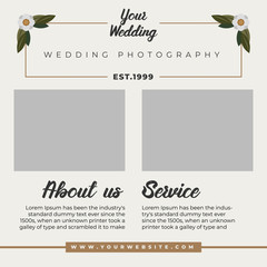 Modern square wedding photography web banner for social media mobile apps
