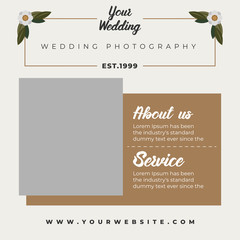 Modern square wedding photography web banner for social media mobile apps