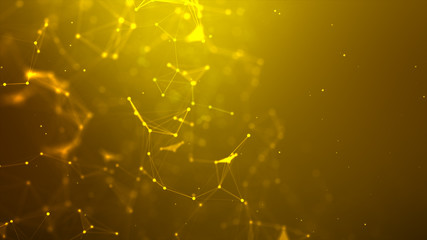 Abstract background Dot and connect line for cyber technology futuristic and network connection concept with dark and grain processed wide screen ratio.