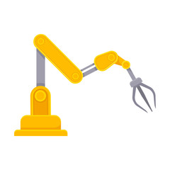 Orange robotic arm. Vector illustration on white background.