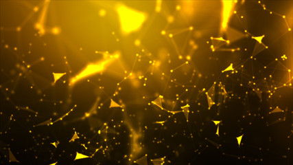 Abstract background Dot and connect line for cyber technology futuristic and network connection concept with dark and grain processed wide screen ratio.