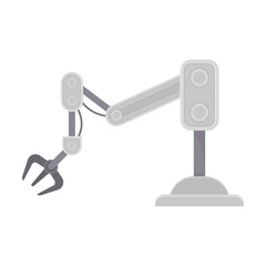 Gray robotic arm with a mount to the floor. Vector illustration on white background.