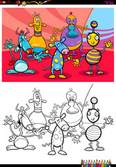 alien or monster characters group color book