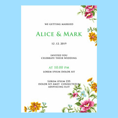 Wedding Invitation design. handdrawn, floral templates