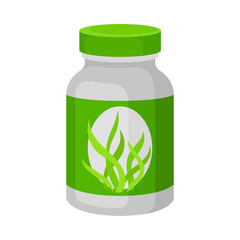Closed small plastic jar. Vector illustration on white background.