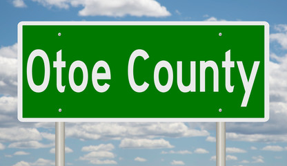 Rendering of a green highway sign for Otoe County Nebraska