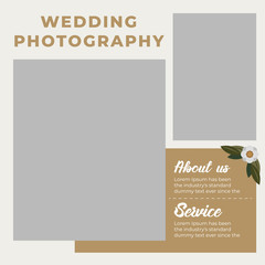 Modern square wedding photography web banner for social media mobile apps