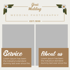 Modern square wedding photography web banner for social media mobile apps