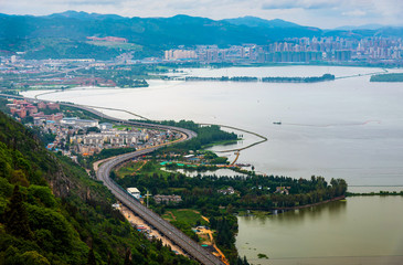 Fototapeta premium Panoramic view of Kunming, the capital of Yunnan province in China