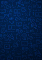 Hand draw Cinema doodle background. Movie Time.