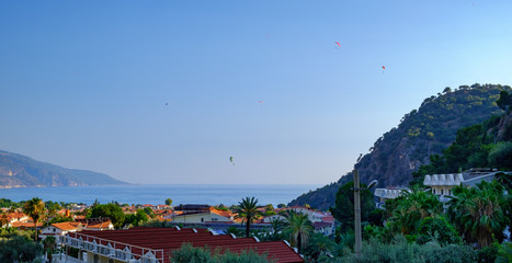 Oludeniz, Turkey. Panoramic view of the city and the bay at sunset.