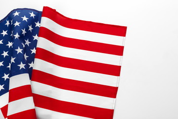 Fototapeta premium Close up of American flag USA on plain background