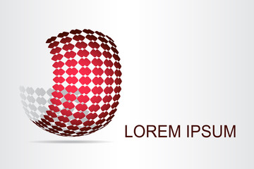 Abstract technology logo stylized spherical surface with abstract shapes. This logo is suitable for global company, world technologies, media and publicity agencies 