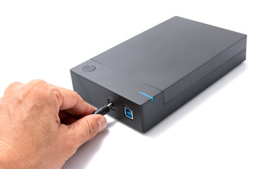 External hard drive casing for 2.5 and 3.5 inch for data storage and security isolated on white background.