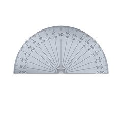 Steel circular protractor with a 180 degree scale.