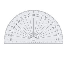Paper circular protractor with a ruler in metric units