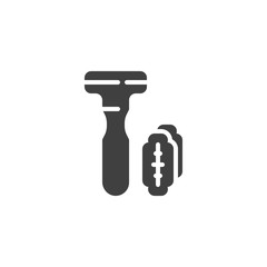 Safety shaving razor vector icon. filled flat sign for mobile concept and web design. Shaving razor blade glyph icon. Symbol, logo illustration. Vector graphics