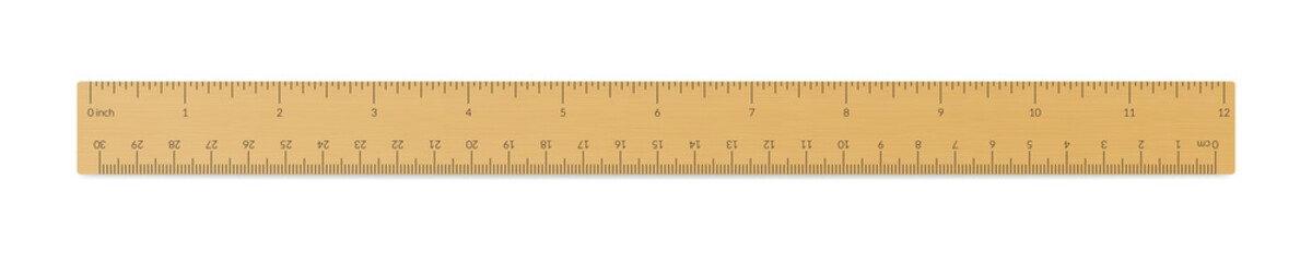 Engineer or architect wooden drafting ruler with an imperial and a metric units scale.