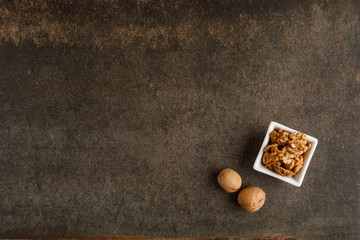 frame made of walnut on stone background