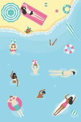 Summer time, People at the beach vector