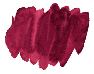 Persian red watercolor is a trend color, an isolated spot with divorces and borders. Frame with copy space for text.