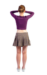 Back view of shocked woman.