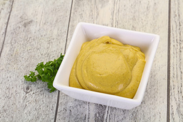 Mustard sauce in the bowl