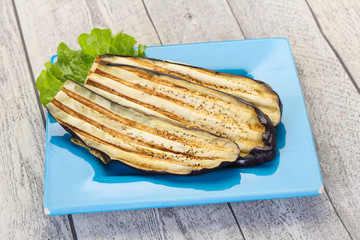 Grilled eggplant in the bowl
