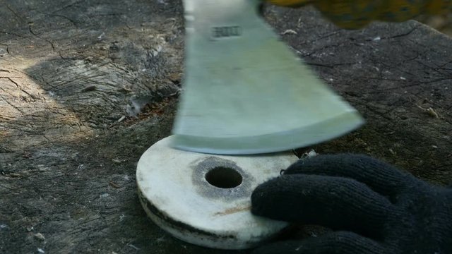 ax blade sharpening by hand close to