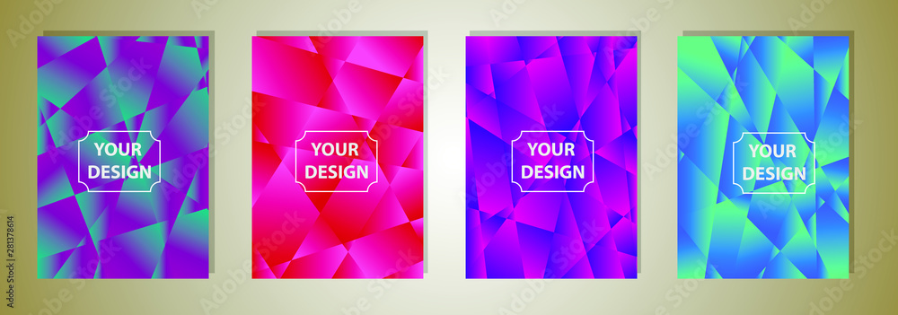 Poster set of colorful polygonal vector eps 10 illustration gradient background texture. simply geometric p