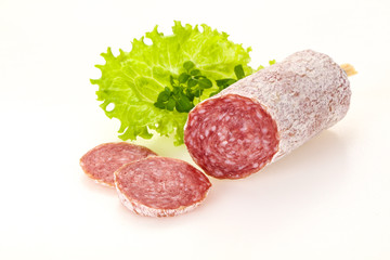 Italian dry Saliami pork sausage