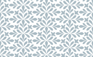 Flower geometric pattern. Seamless vector background. White and blue ornament