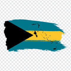 Flag  The Bahamas from brush strokes and Blank map Commonwealth of the Bahamas.  High quality map The Bahamas and flag on transparent background. Stock vector.  EPS10.