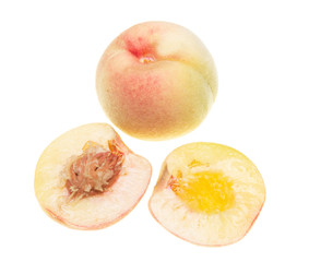 ripe peach fruit on white background