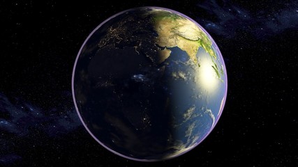 earth in space 3D rendering