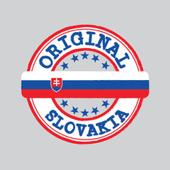 Vector Stamp of Original logo with text Slovakia and Tying in the middle with nation Flag.