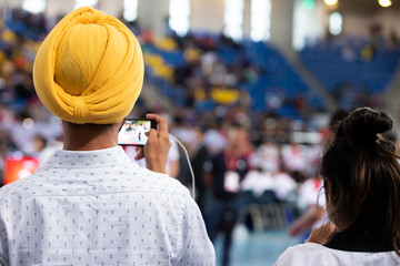 Blue Guard Taekwondo kick to face of kid red protective gear, best moment of fighting in Championship international competition
