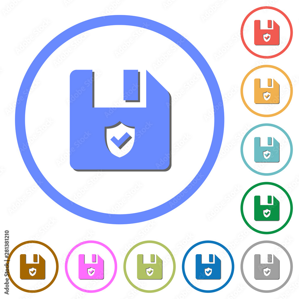Poster protected file icons with shadows and outlines